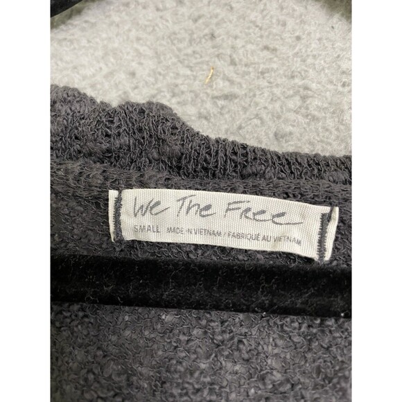 Free People Oversized Ocean Air Hacci Dark Grey Size Small Long Sleeve V Neck - Picture 5 of 9